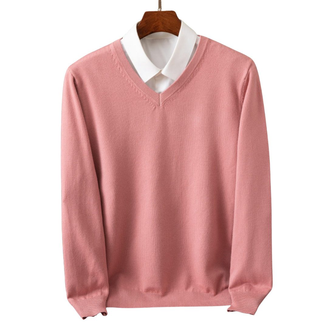 Elegante pullover in cashmere con scollo a V