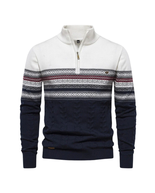 Maglione con zip in cotone Frederico con motivo