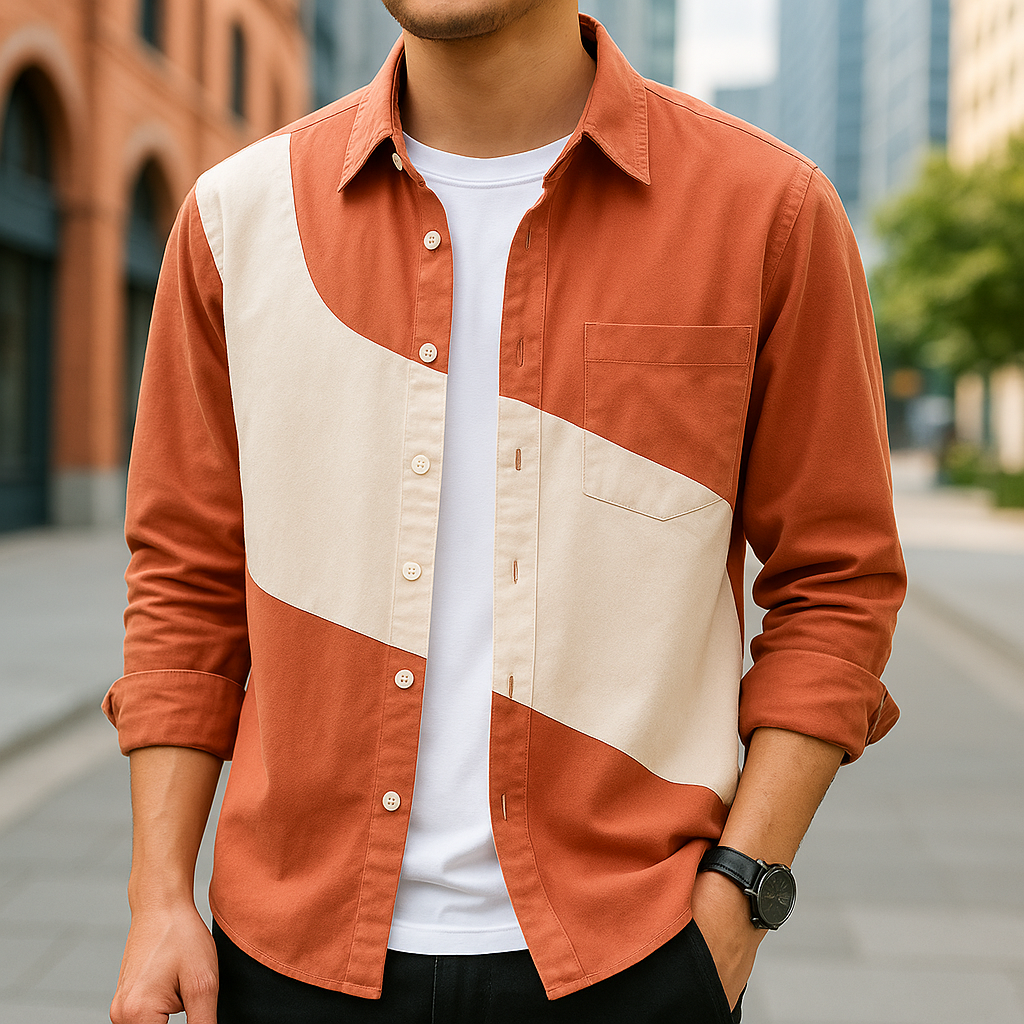 Camicia in cotone bicolore