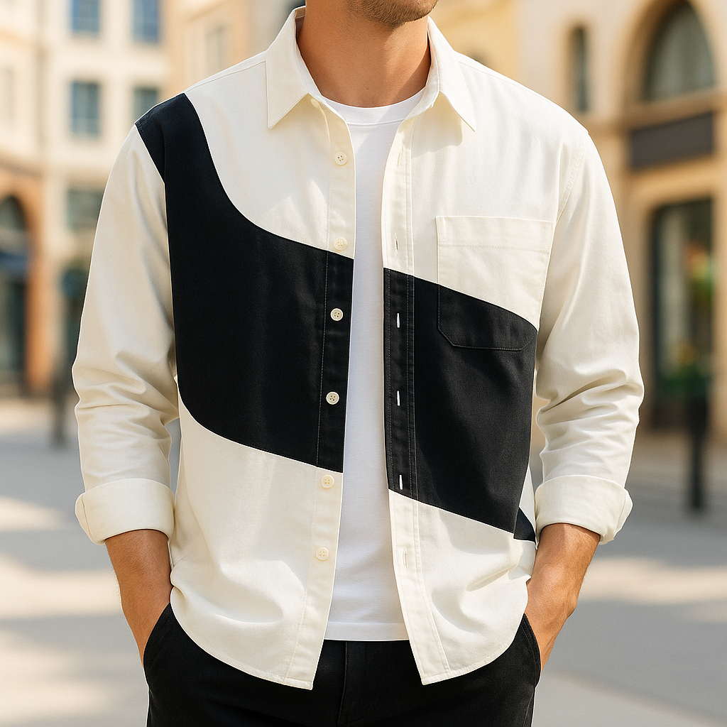 Camicia in cotone bicolore