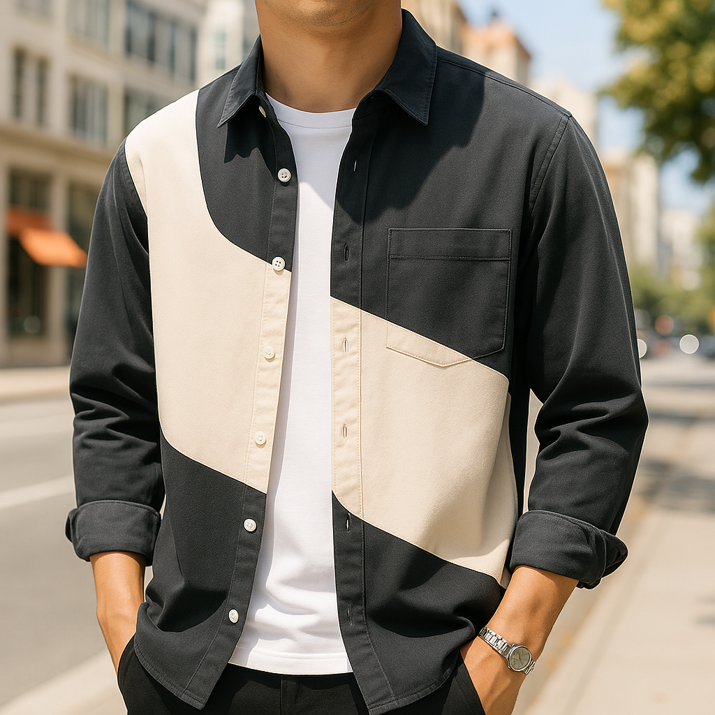 Camicia in cotone bicolore