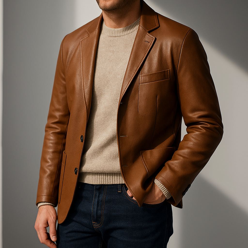 Blazer da uomo in pelle elegante