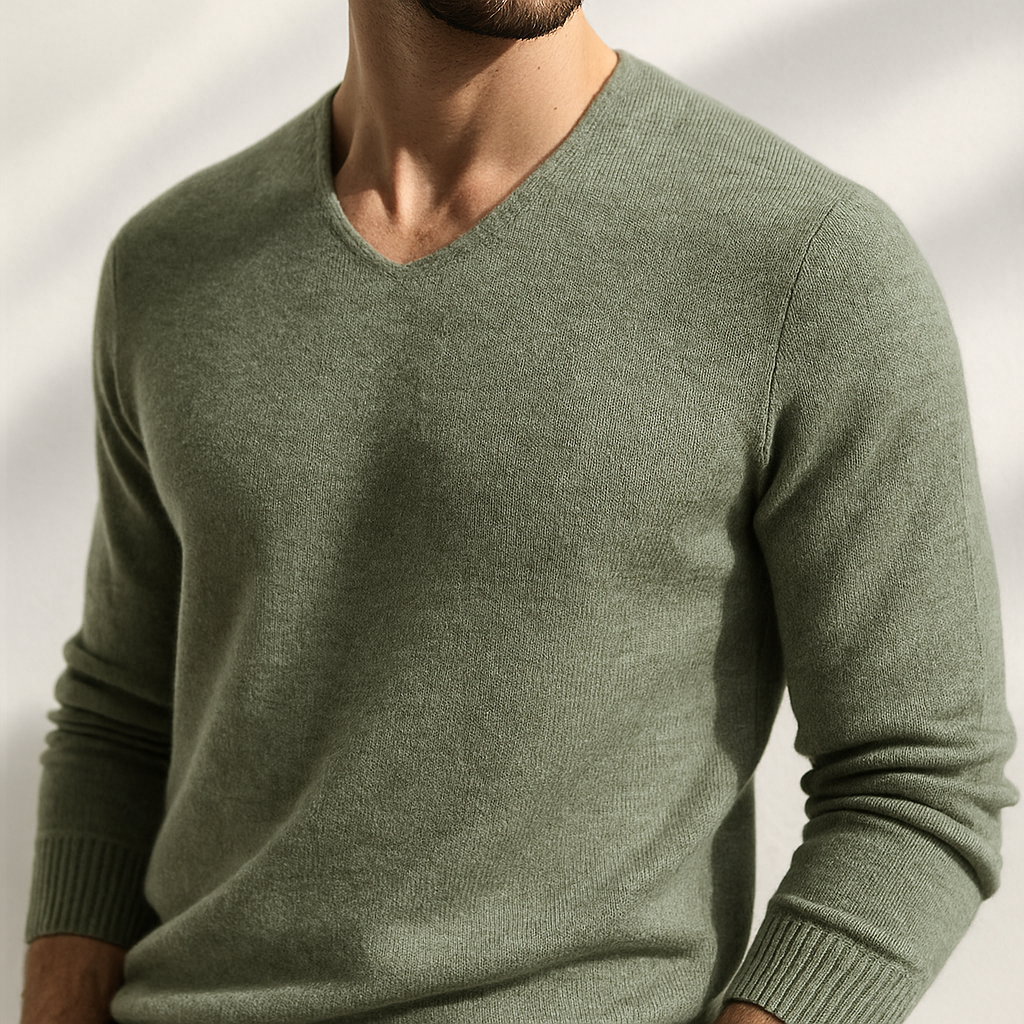 Maglione elegante in cashmere con scollo a V