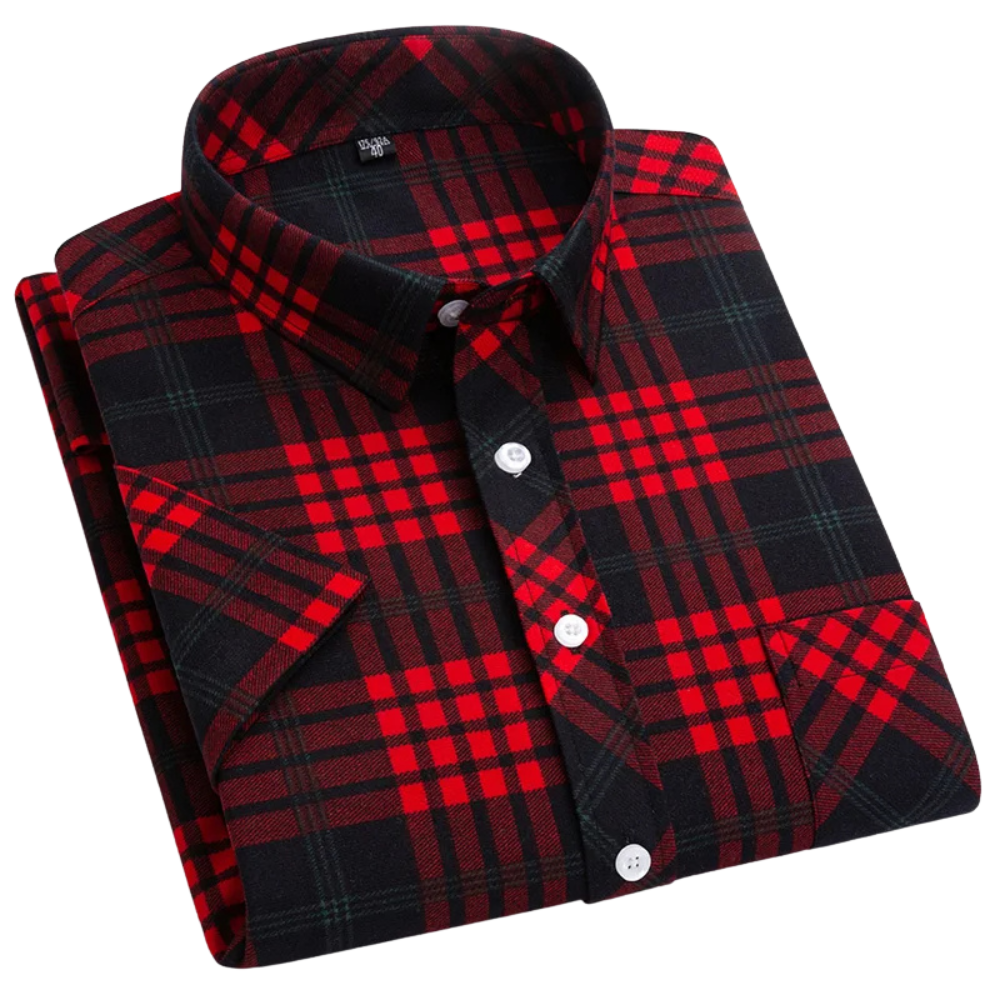 Camicia a maniche corte in cotone a scacchi