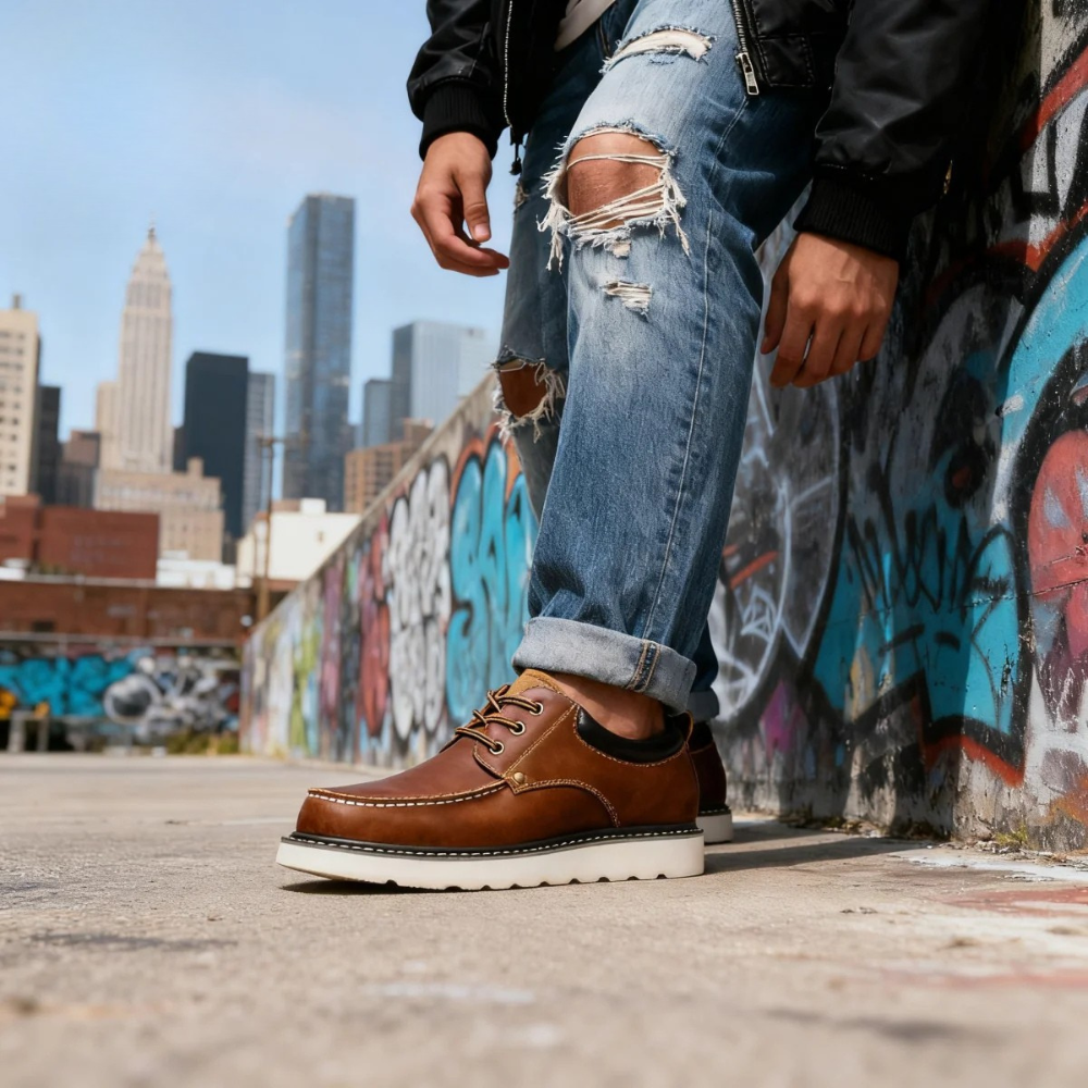 Scarpe casual retrò in pelle