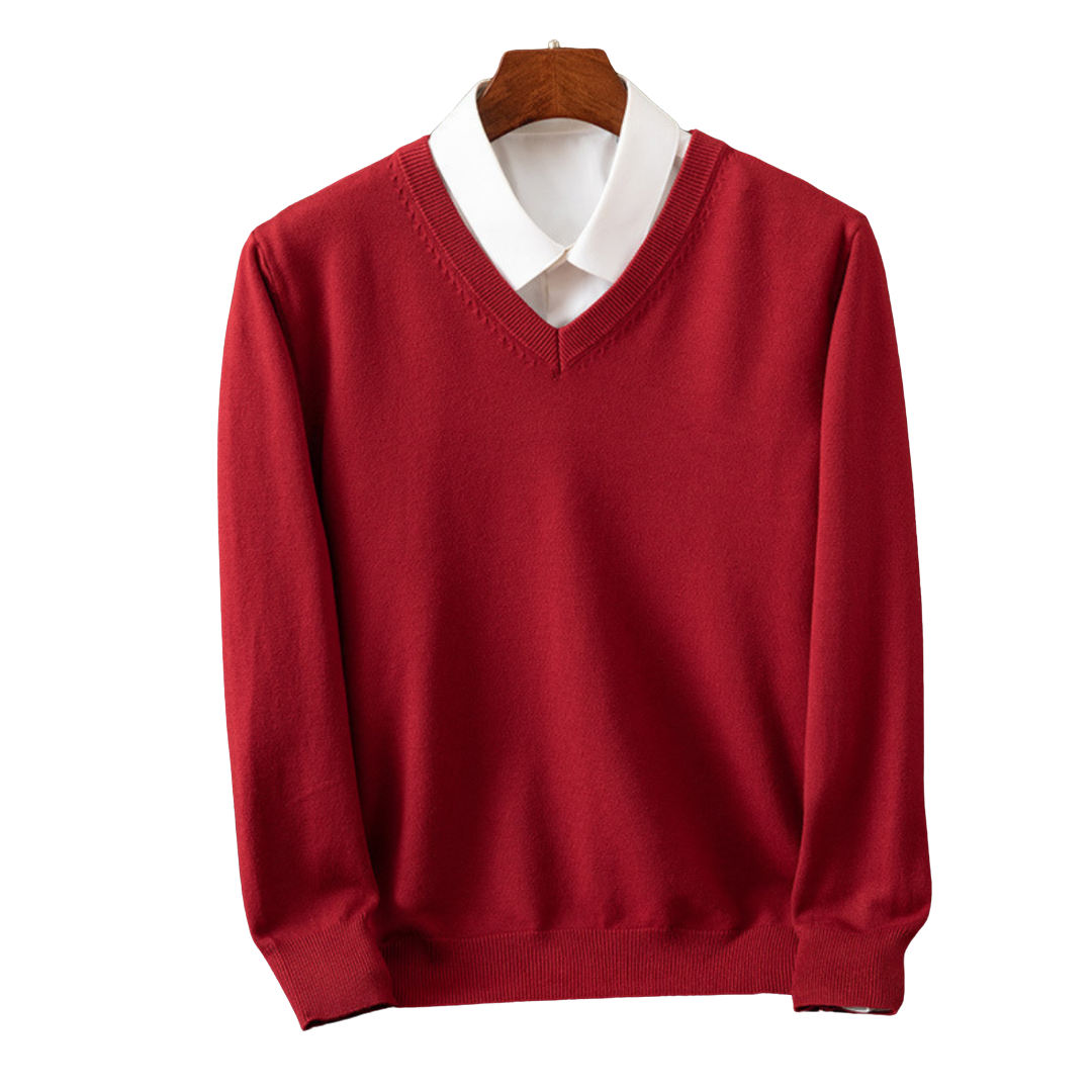 Elegante pullover in cashmere con scollo a V