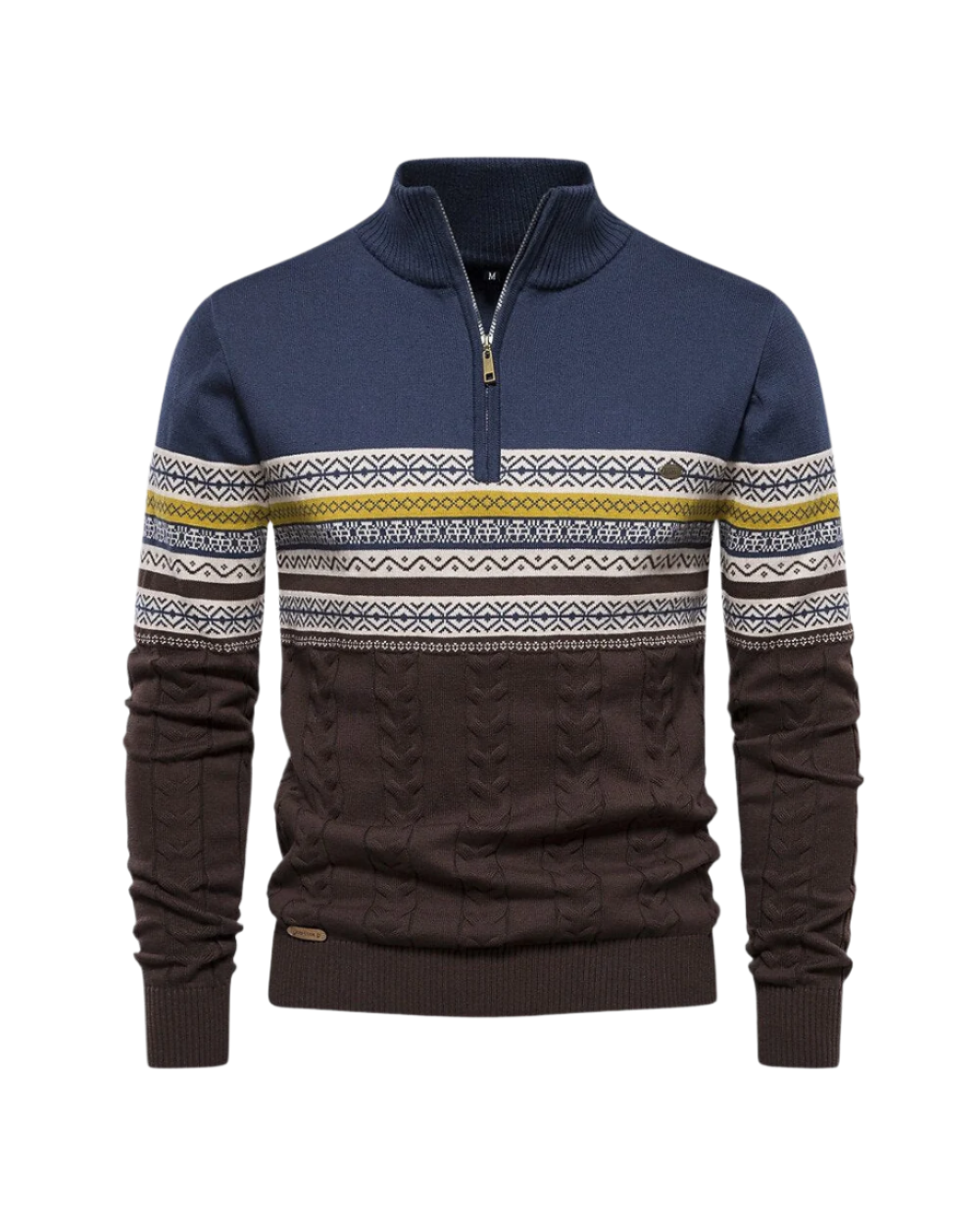 Maglione con zip in cotone Frederico con motivo