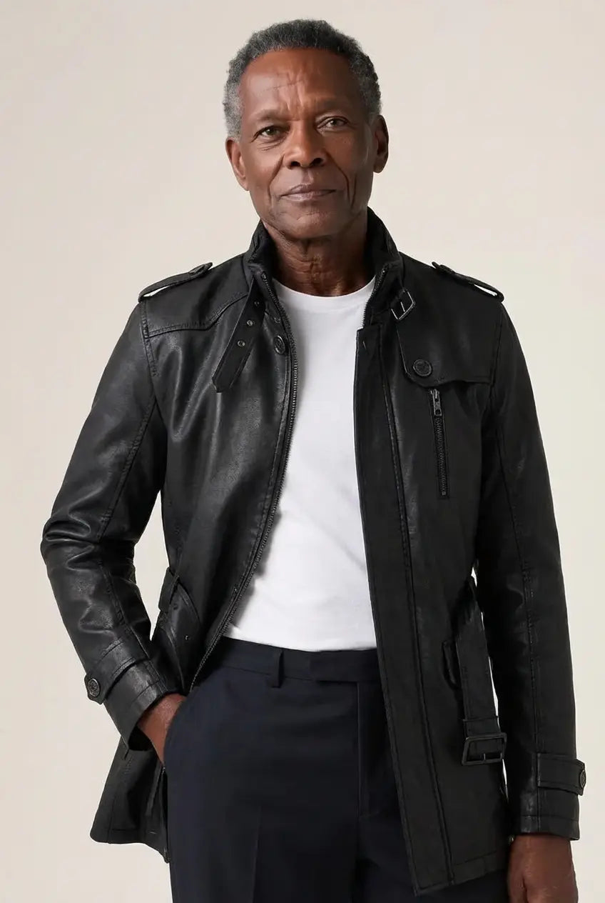 Givalli - Giacca biker lunga in pelle