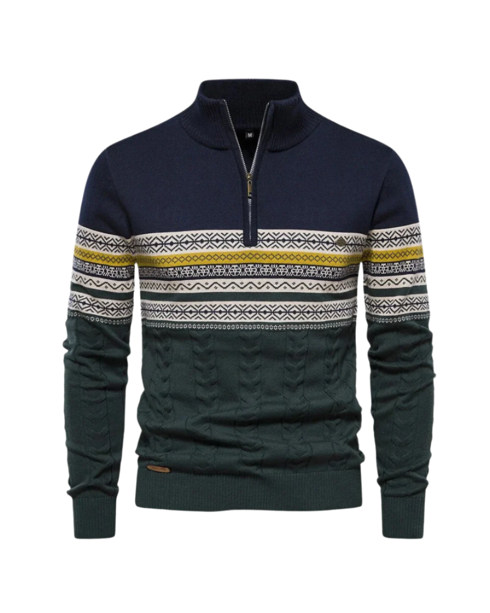 Maglione con zip in cotone Frederico con motivo