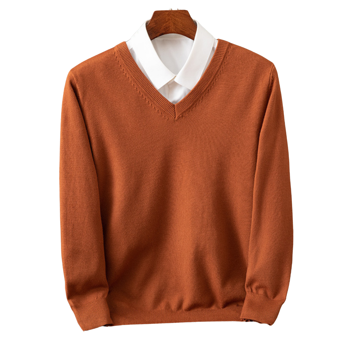 Elegante pullover in cashmere con scollo a V