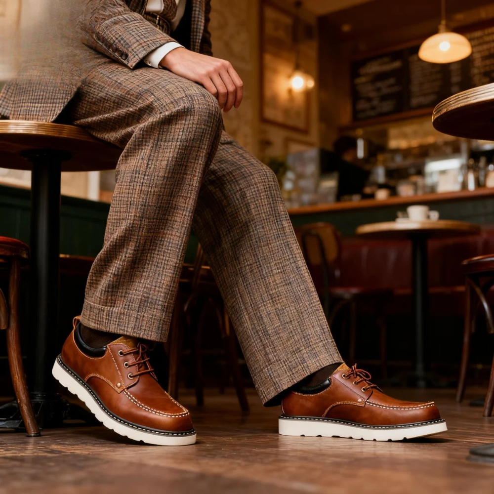 Scarpe casual retrò in pelle