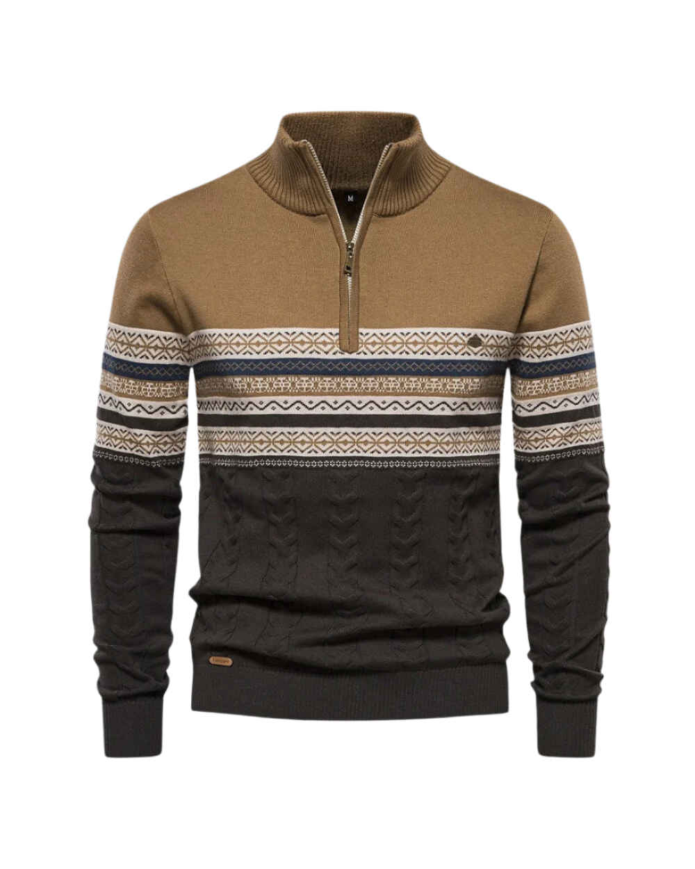 Maglione con zip in cotone Frederico con motivo