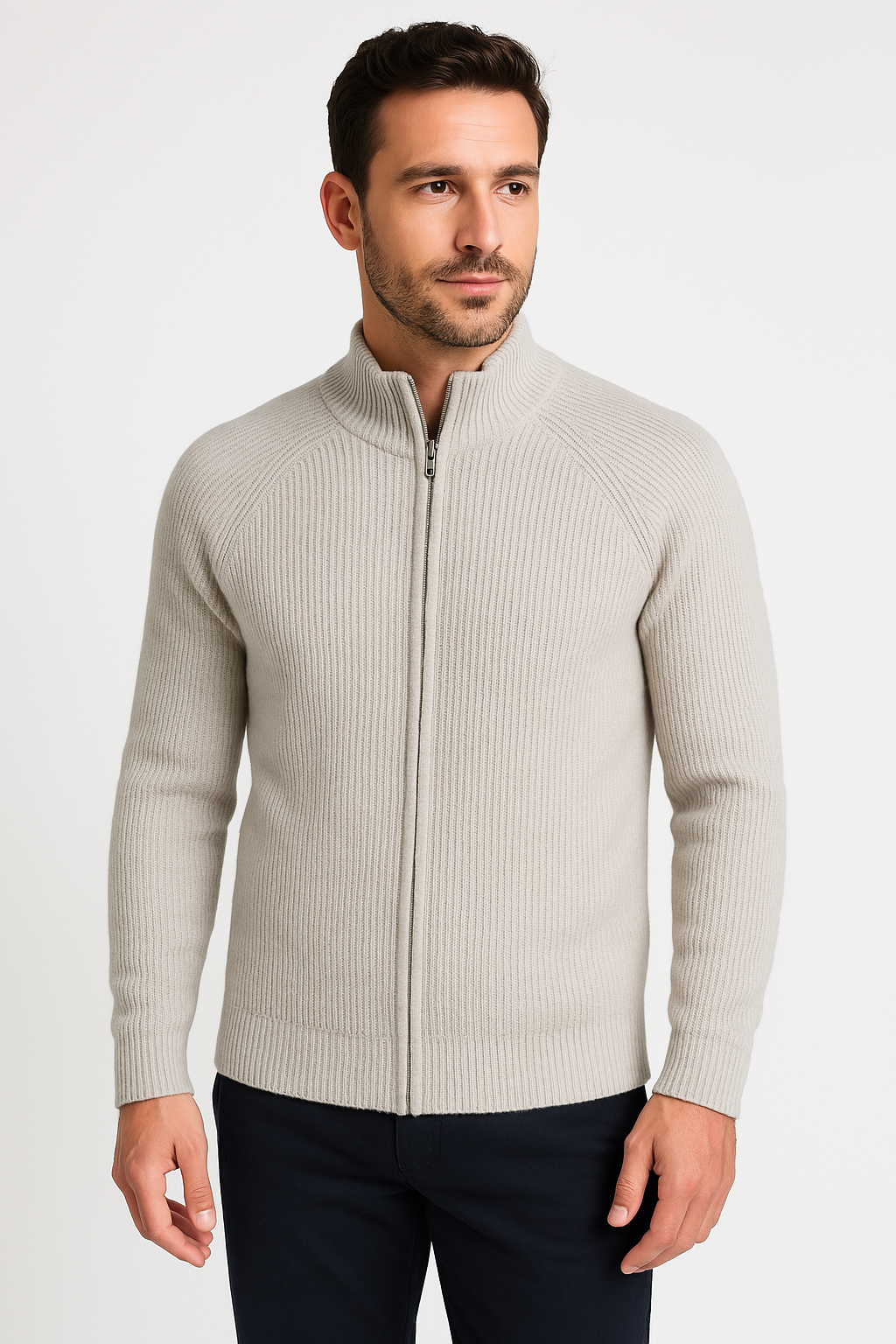 Cardigan con zip in lana merino Four Seasons