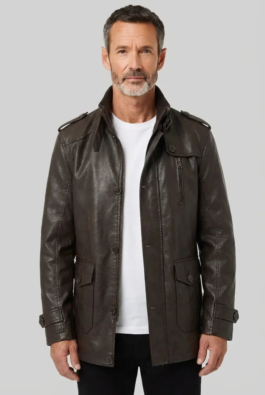 Givalli - Giacca biker lunga in pelle