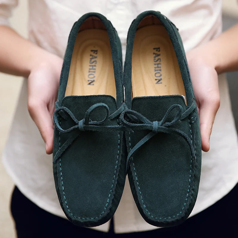 Mocassini estivi casual in pelle scamosciata