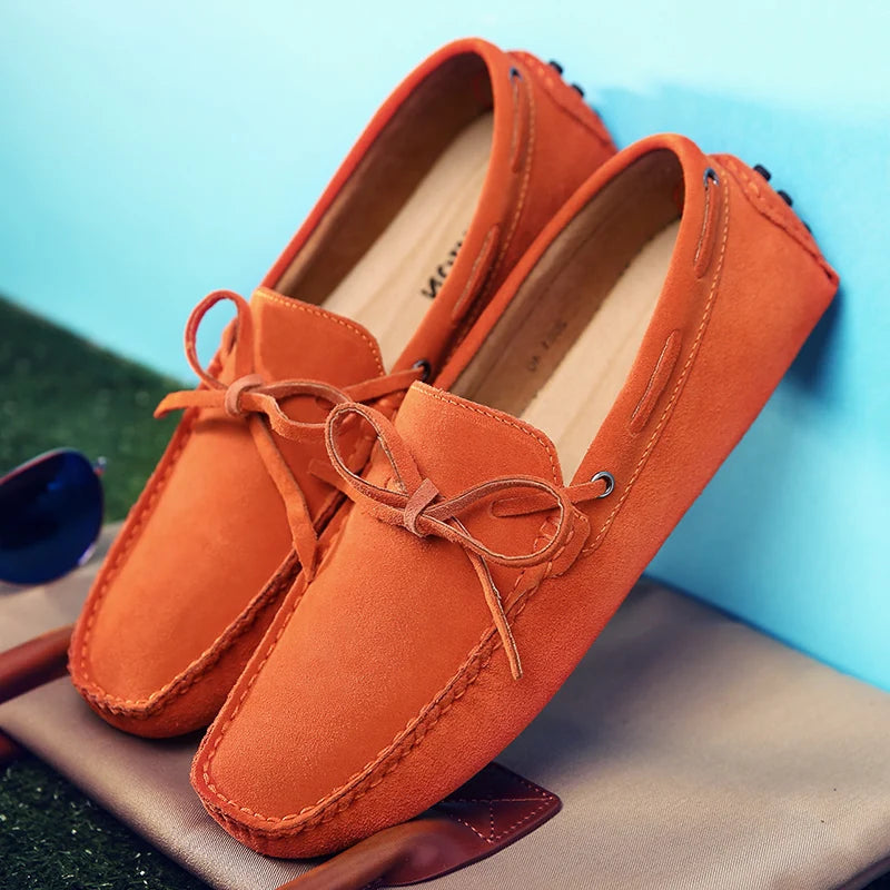 Mocassini estivi casual in pelle scamosciata