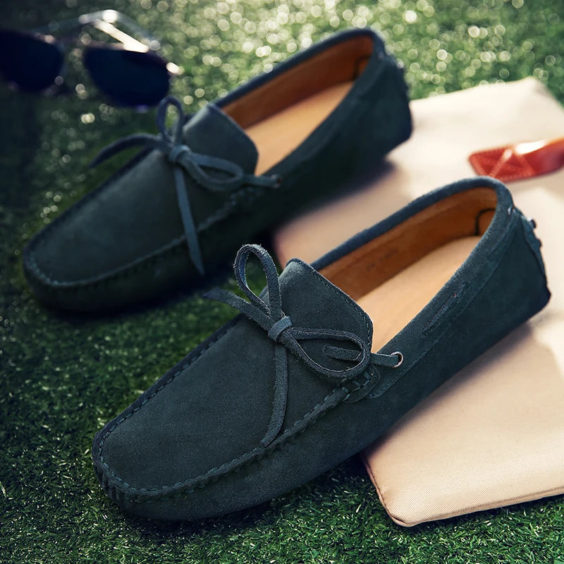 Mocassini estivi casual in pelle scamosciata
