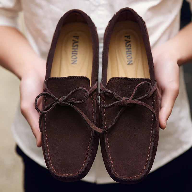 Mocassini estivi casual in pelle scamosciata