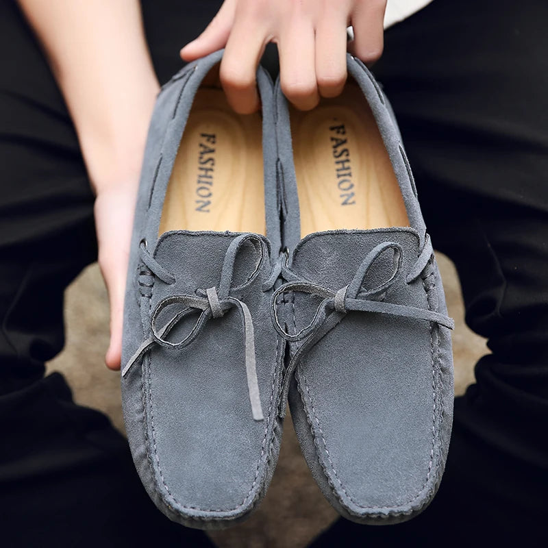 Mocassini estivi casual in pelle scamosciata