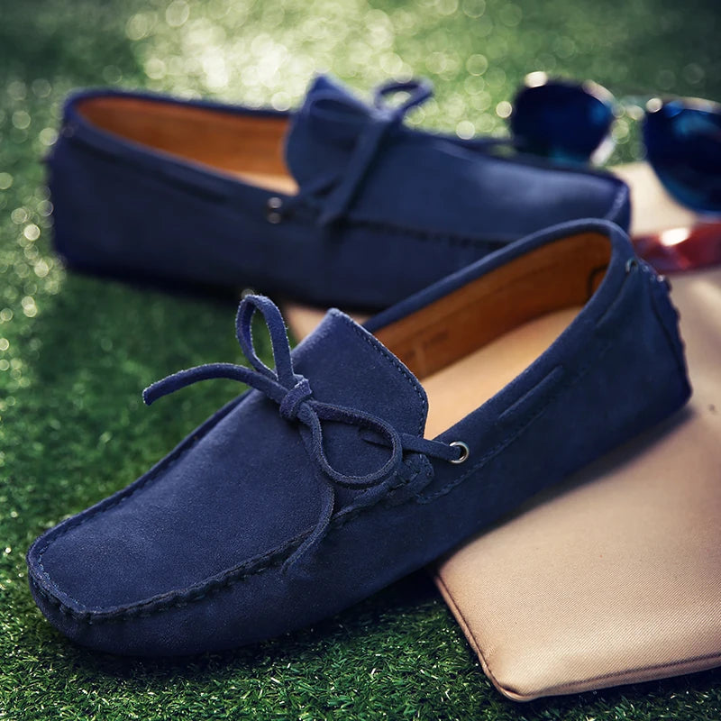 Mocassini estivi casual in pelle scamosciata