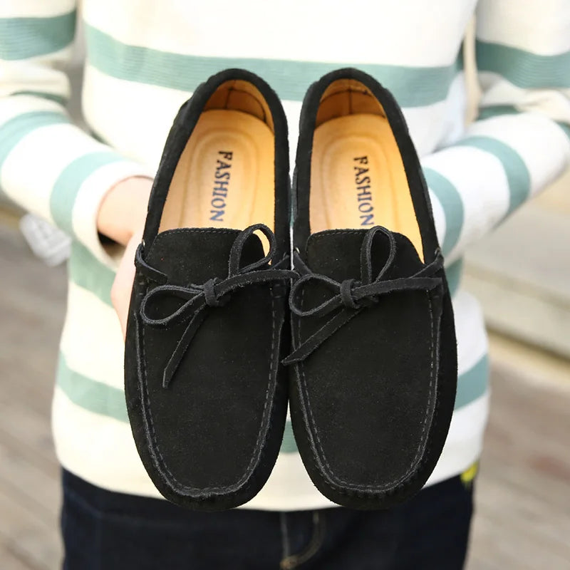 Mocassini estivi casual in pelle scamosciata