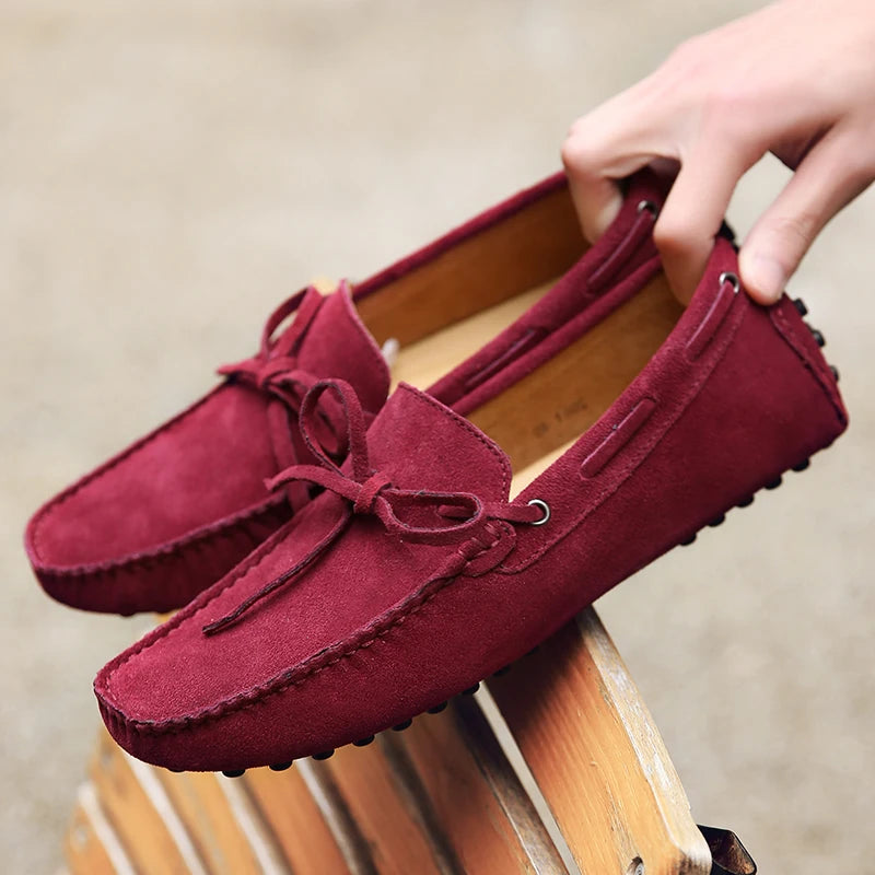 Mocassini estivi casual in pelle scamosciata