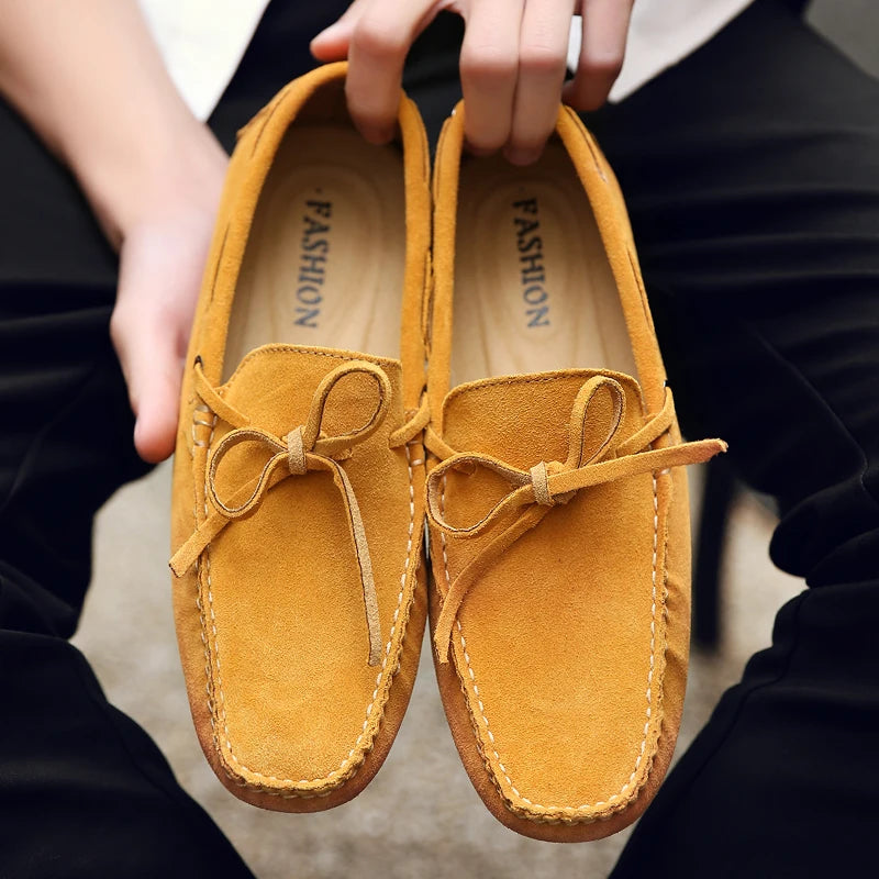 Mocassini estivi casual in pelle scamosciata