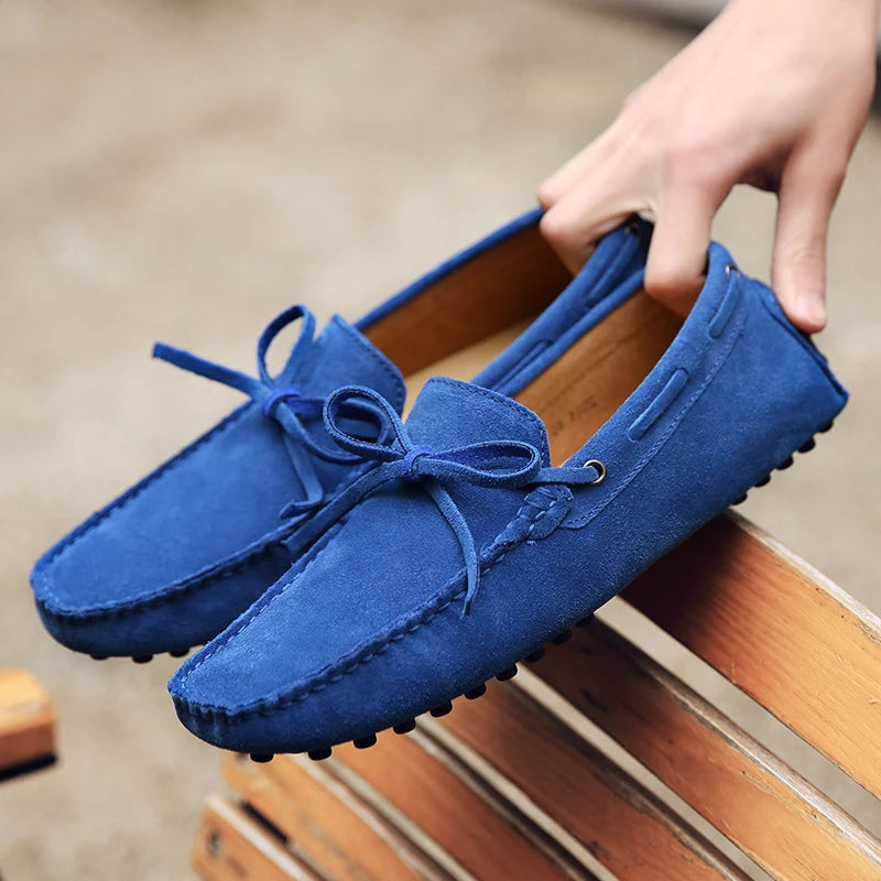 Mocassini estivi casual in pelle scamosciata