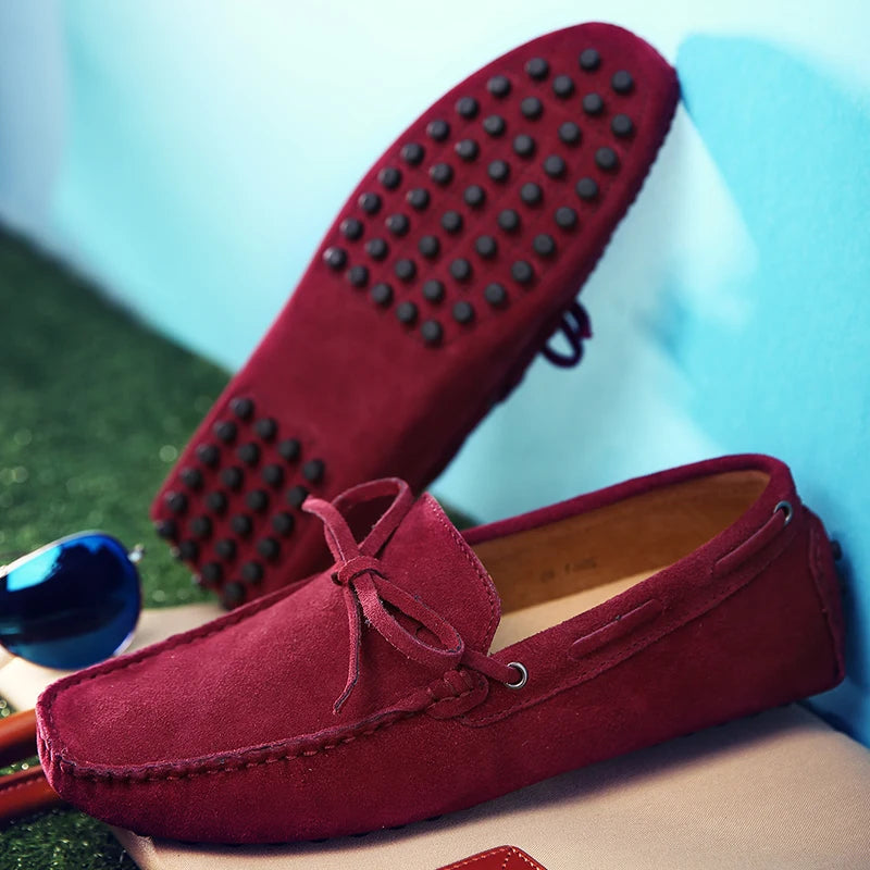 Mocassini estivi casual in pelle scamosciata