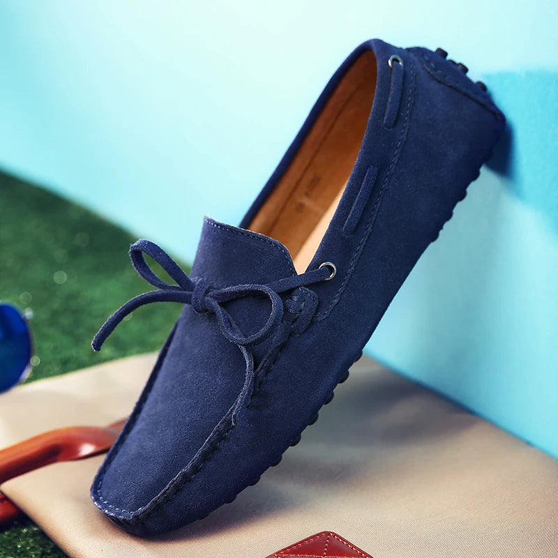 Mocassini estivi casual in pelle scamosciata