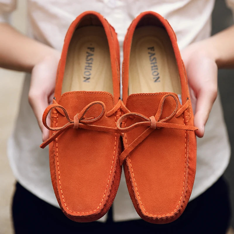 Mocassini estivi casual in pelle scamosciata