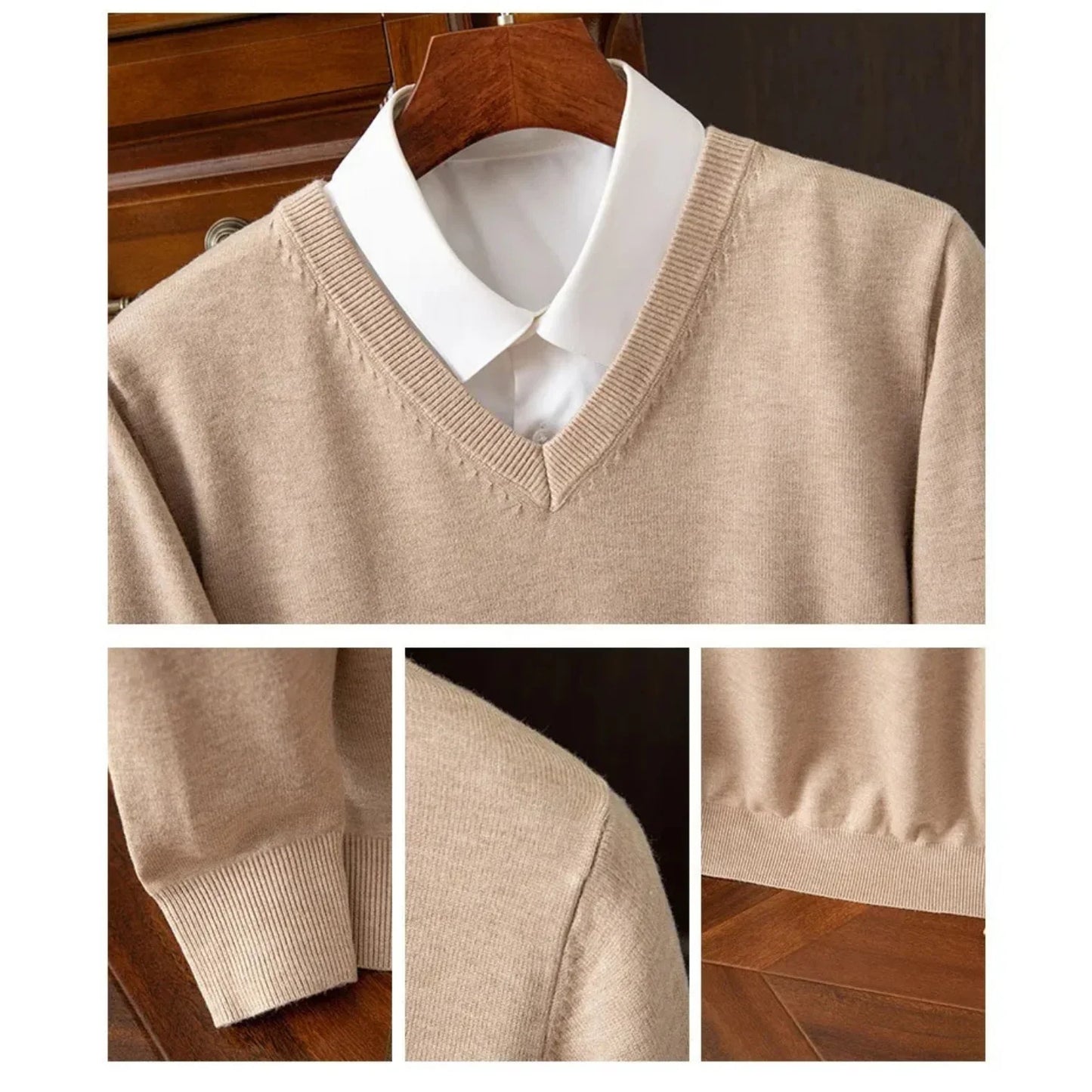 Elegante pullover in cashmere con scollo a V