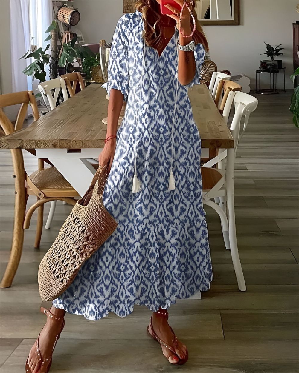 Abito lungo elegante in stile bohémien