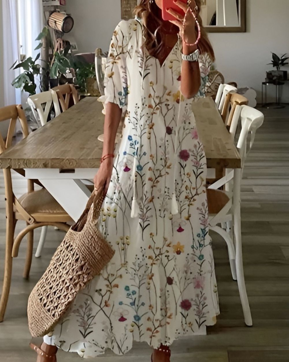 Abito lungo elegante in stile bohémien