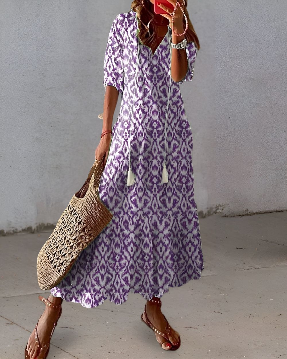 Abito lungo elegante in stile bohémien