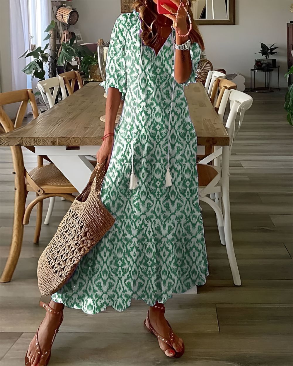 Abito lungo elegante in stile bohémien