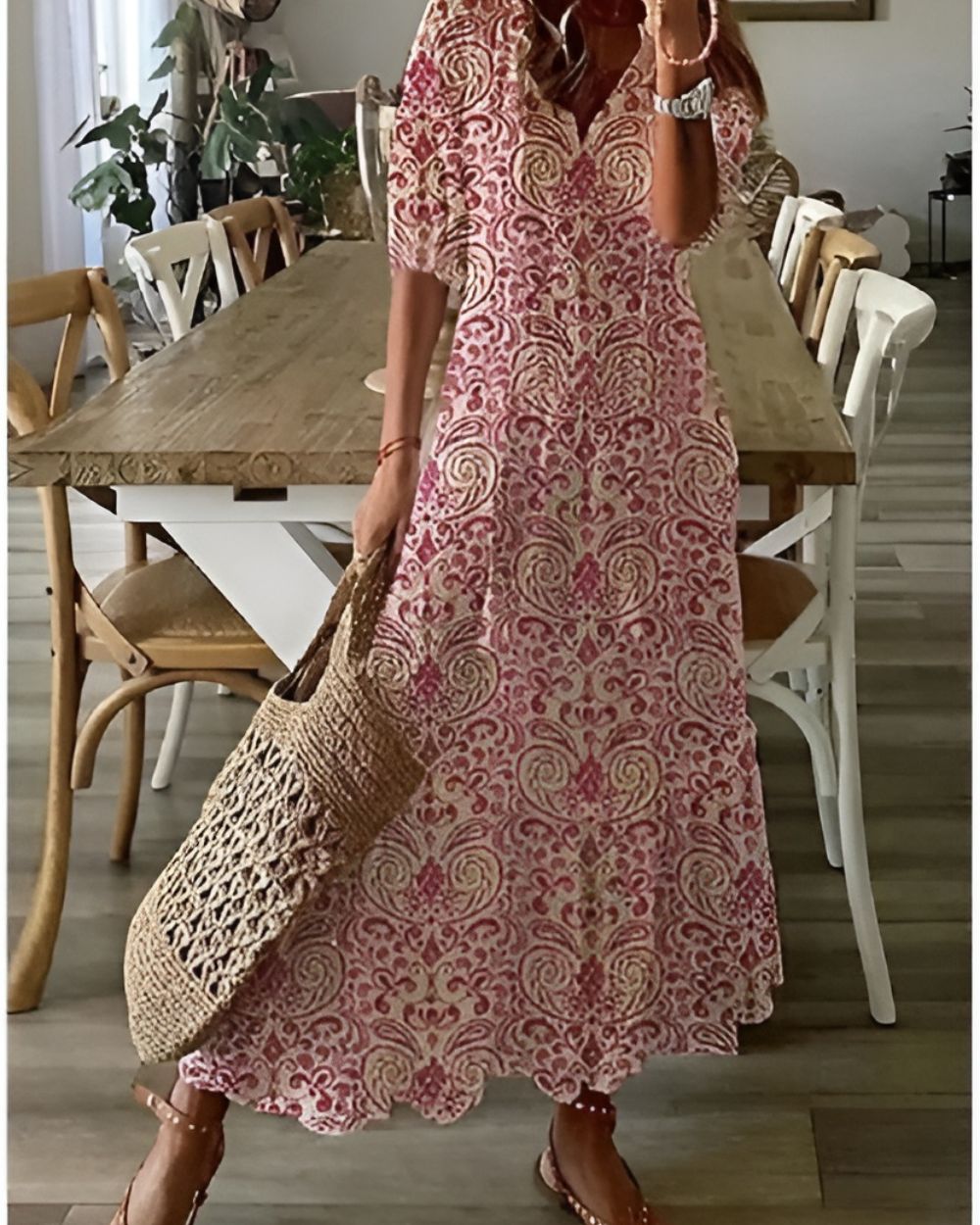 Abito lungo elegante in stile bohémien