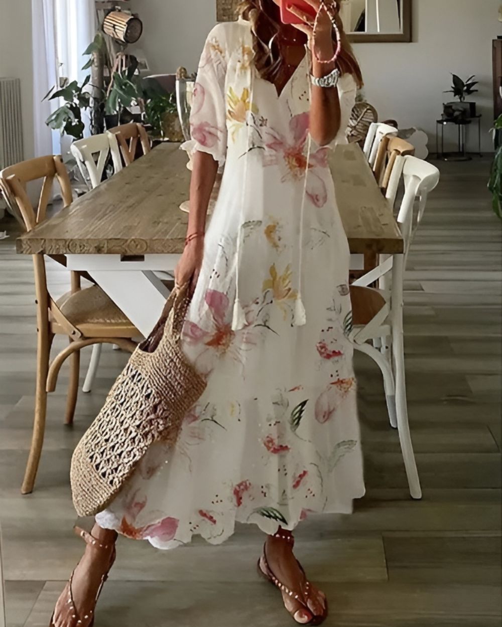 Abito lungo elegante in stile bohémien