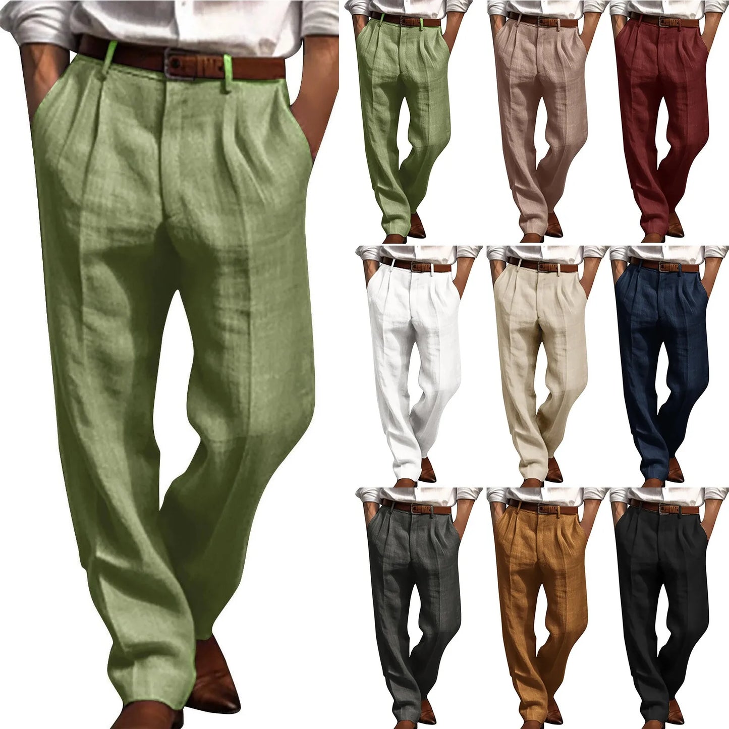 Pantaloni in cotone e lino