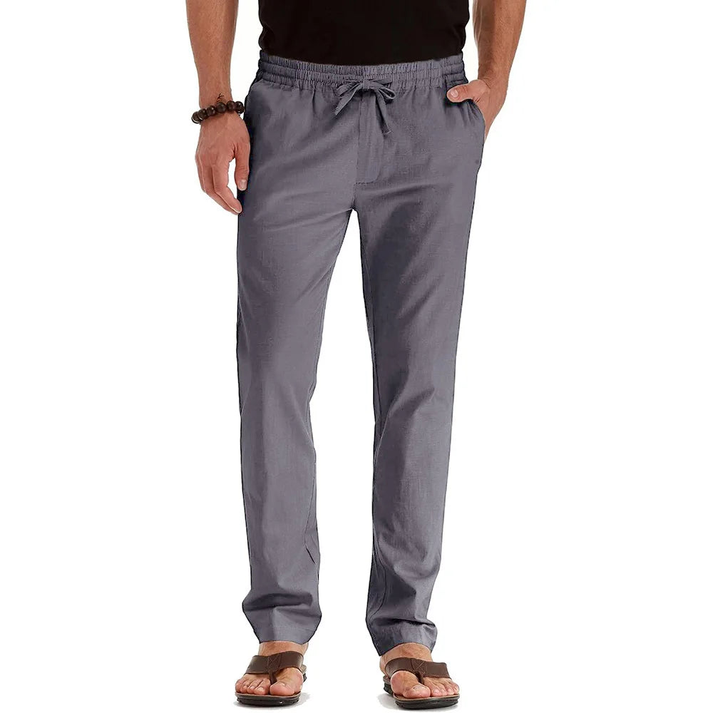 Pantaloni in cotone e lino