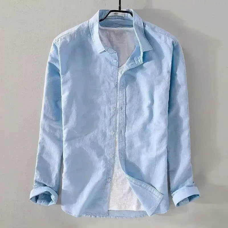 Camicia casual in cotone e lino