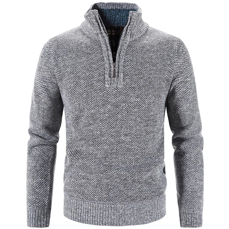 Elegante maglione con zip in pile spesso