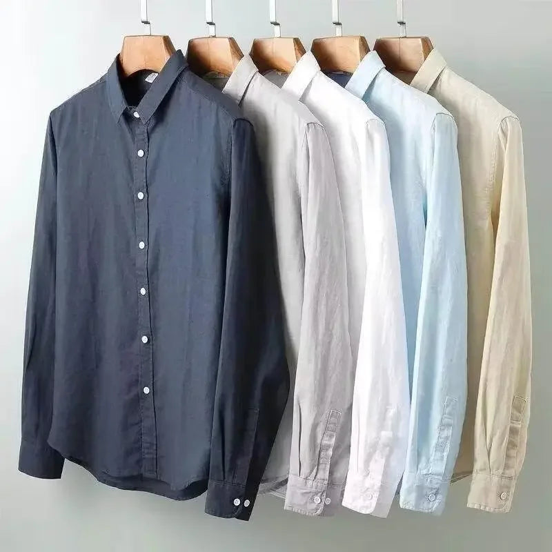 Camicia casual in cotone e lino