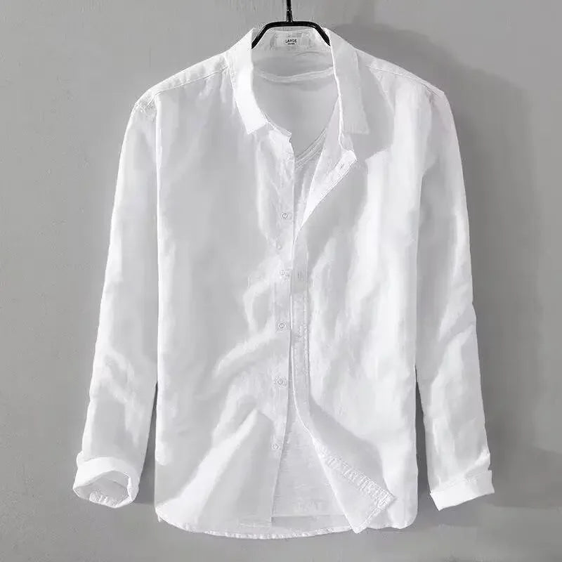 Camicia casual in cotone e lino