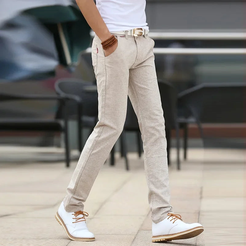 Pantaloni di lino slim fit