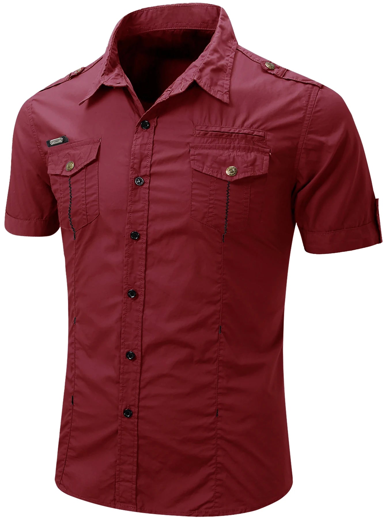 Camicia Cargo in cotone a maniche corte