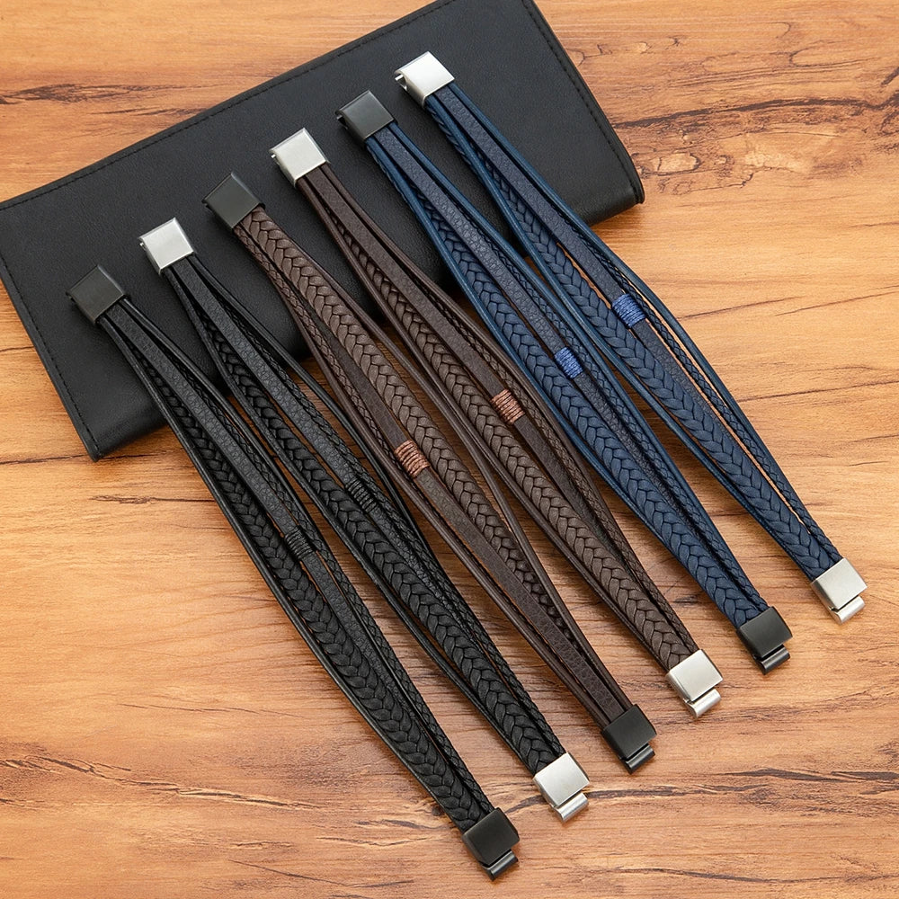 Bracciale da uomo in pelle intrecciata