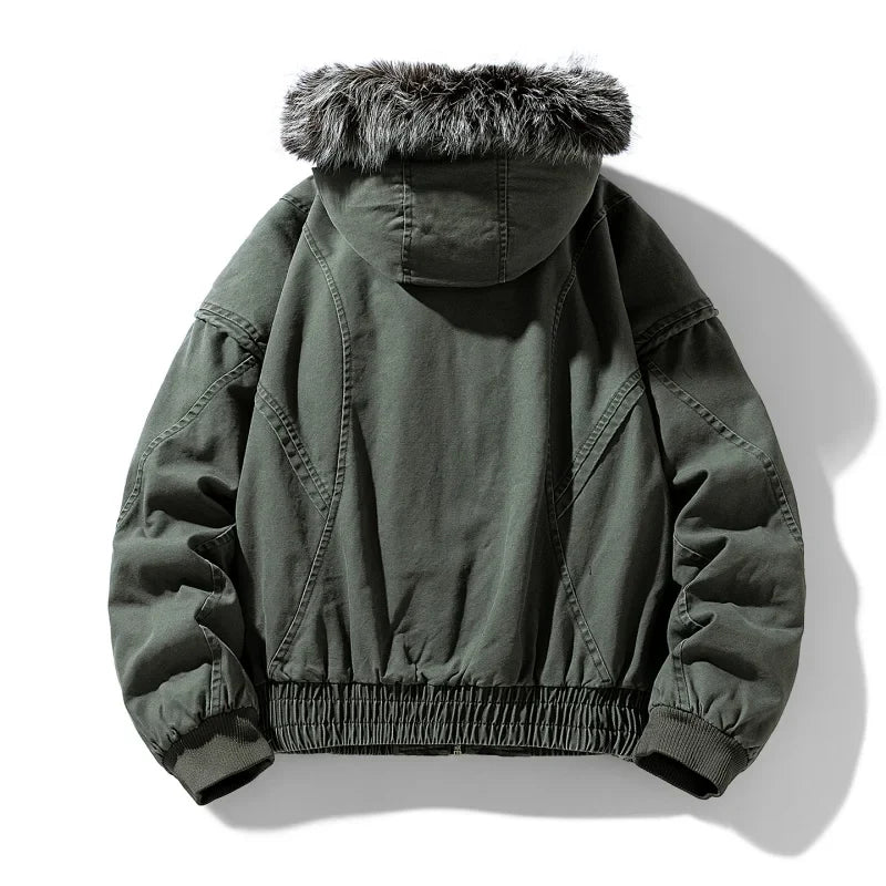 Elegante giacca cargo foderata in pile