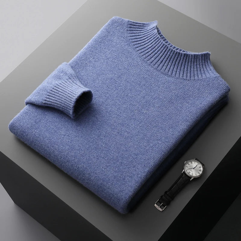 Elegante maglione a collo alto in lana merino