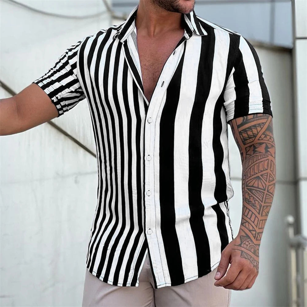 Camicia estiva a maniche corte a righe